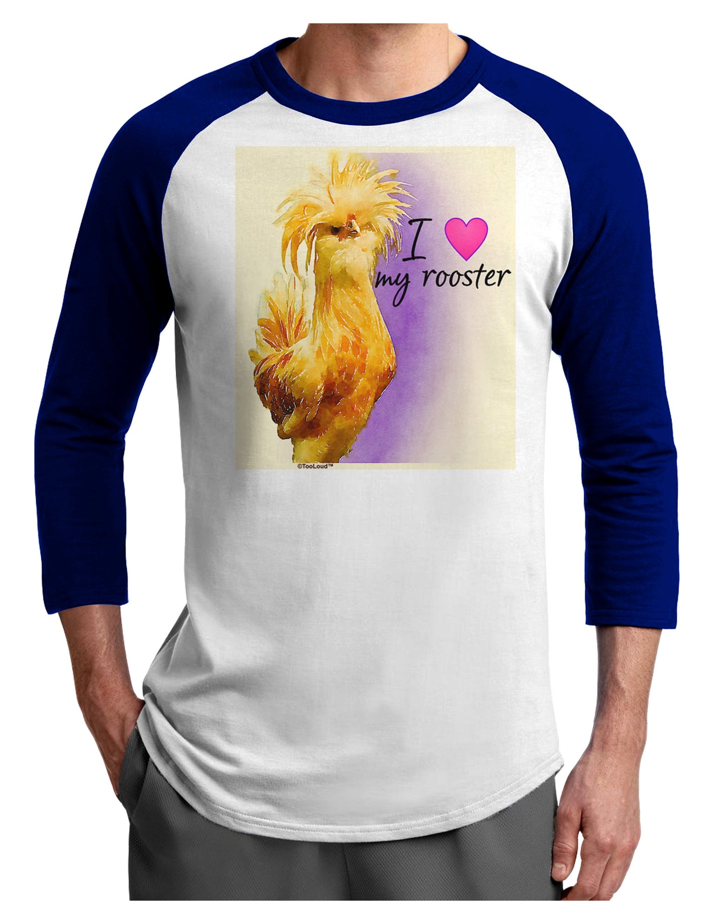 I Heart My Rooster Adult Raglan Shirt-Wall Clock-TooLoud-White-Royal-X-Small-Davson Sales
