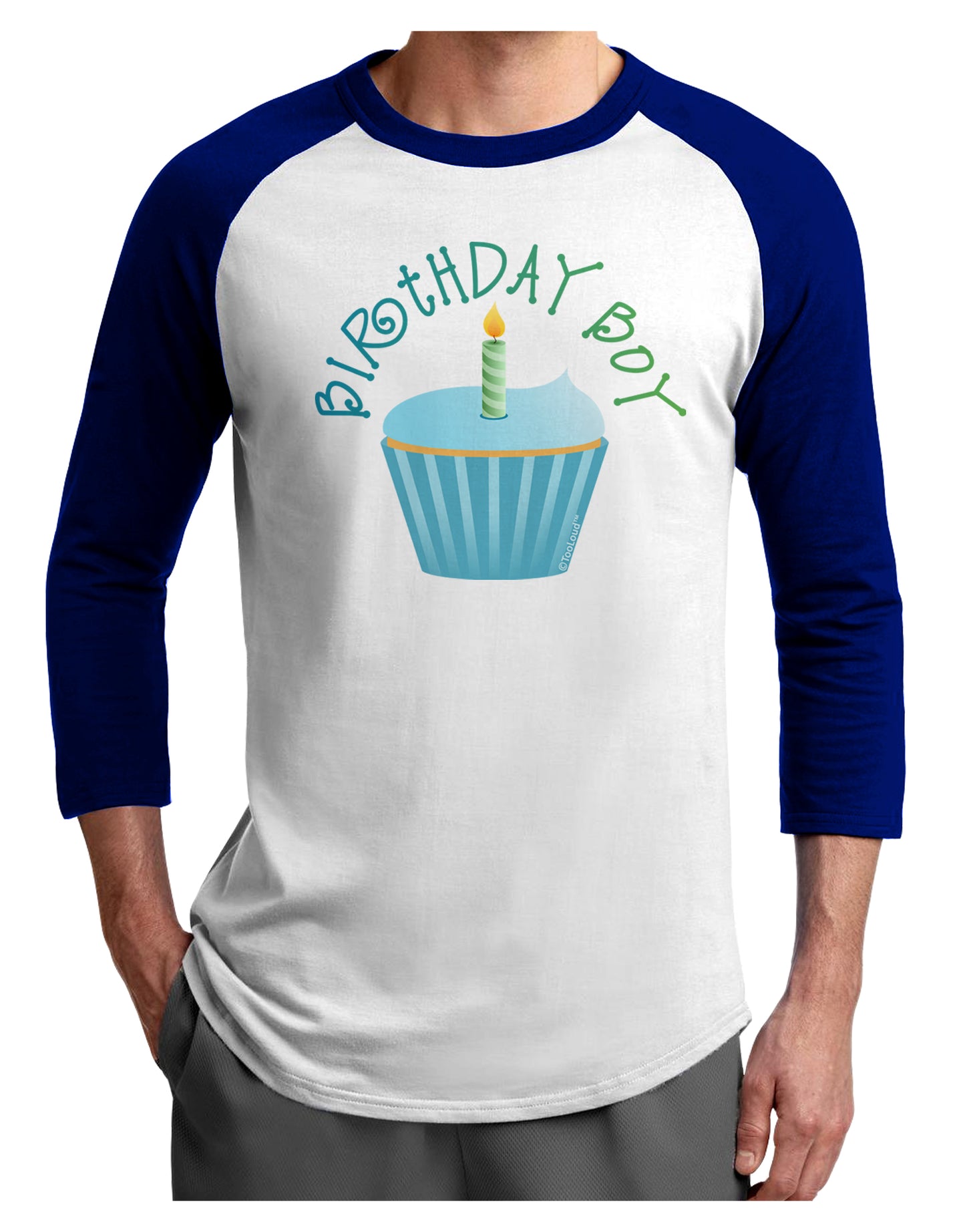 Birthday Boy - Candle Cupcake Adult Raglan Shirt by TooLoud-TooLoud-White-Royal-X-Small-Davson Sales