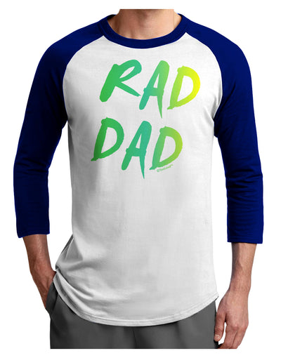 Rad Dad Design - 80s Neon Adult Raglan Shirt-Raglan Shirt-TooLoud-White-Royal-X-Small-Davson Sales