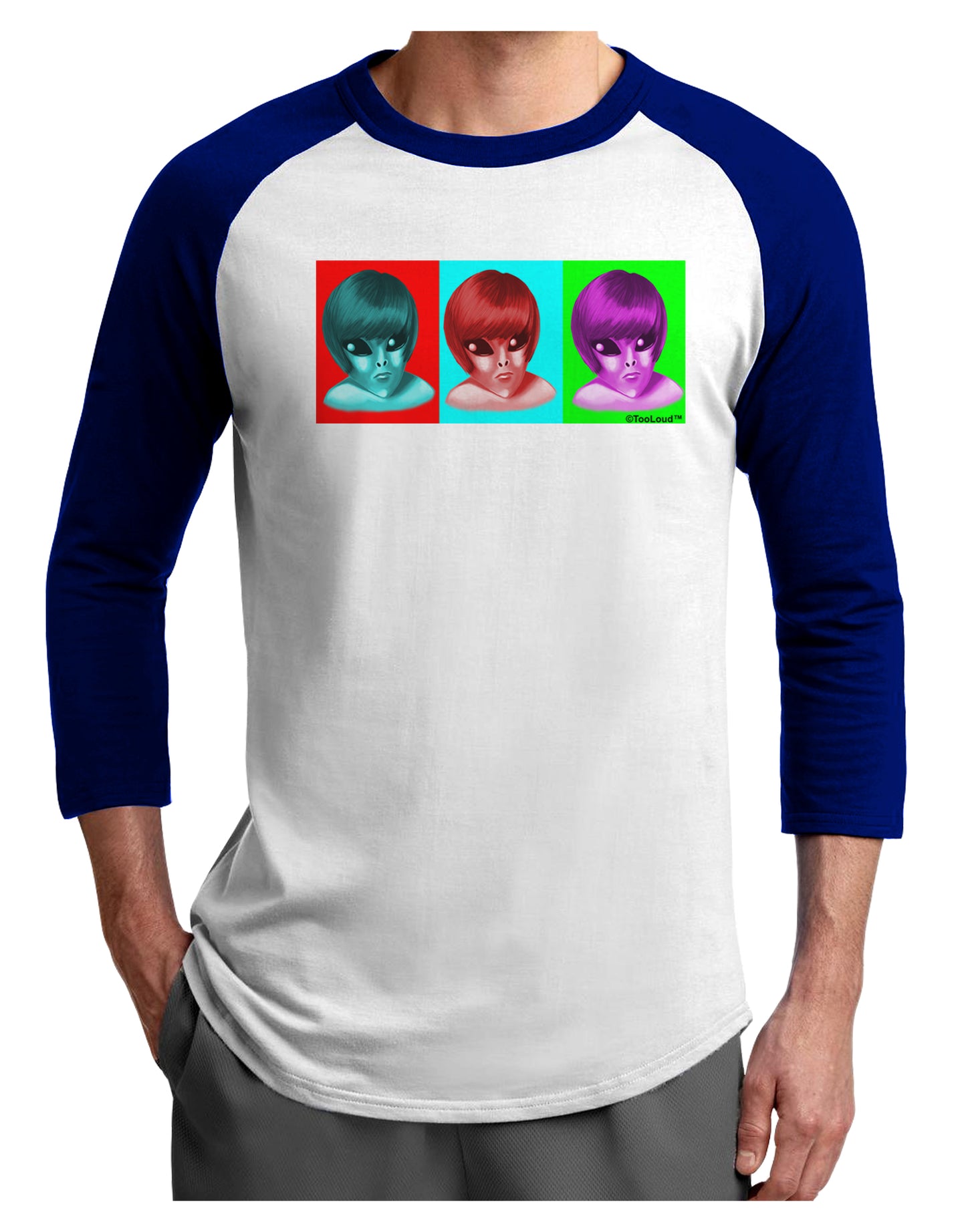 Extraterrestial Pop-art #1 Adult Raglan Shirt by TooLoud-TooLoud-White-Royal-X-Small-Davson Sales