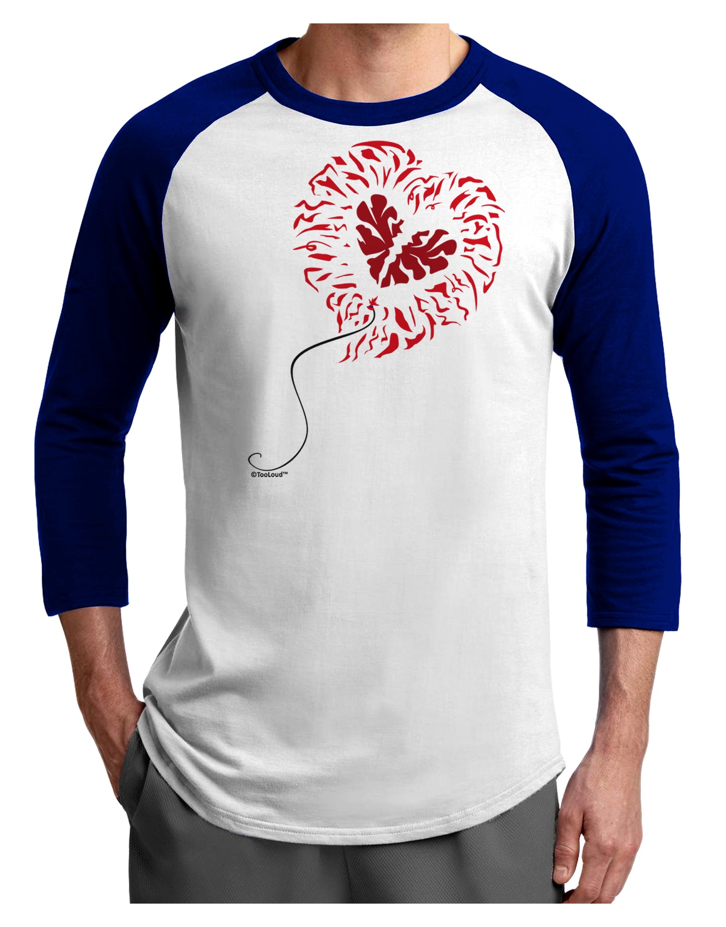 Broken Heart Popped Red Heart Balloon Adult Raglan Shirt-Raglan Shirt-TooLoud-White-Royal-X-Small-Davson Sales