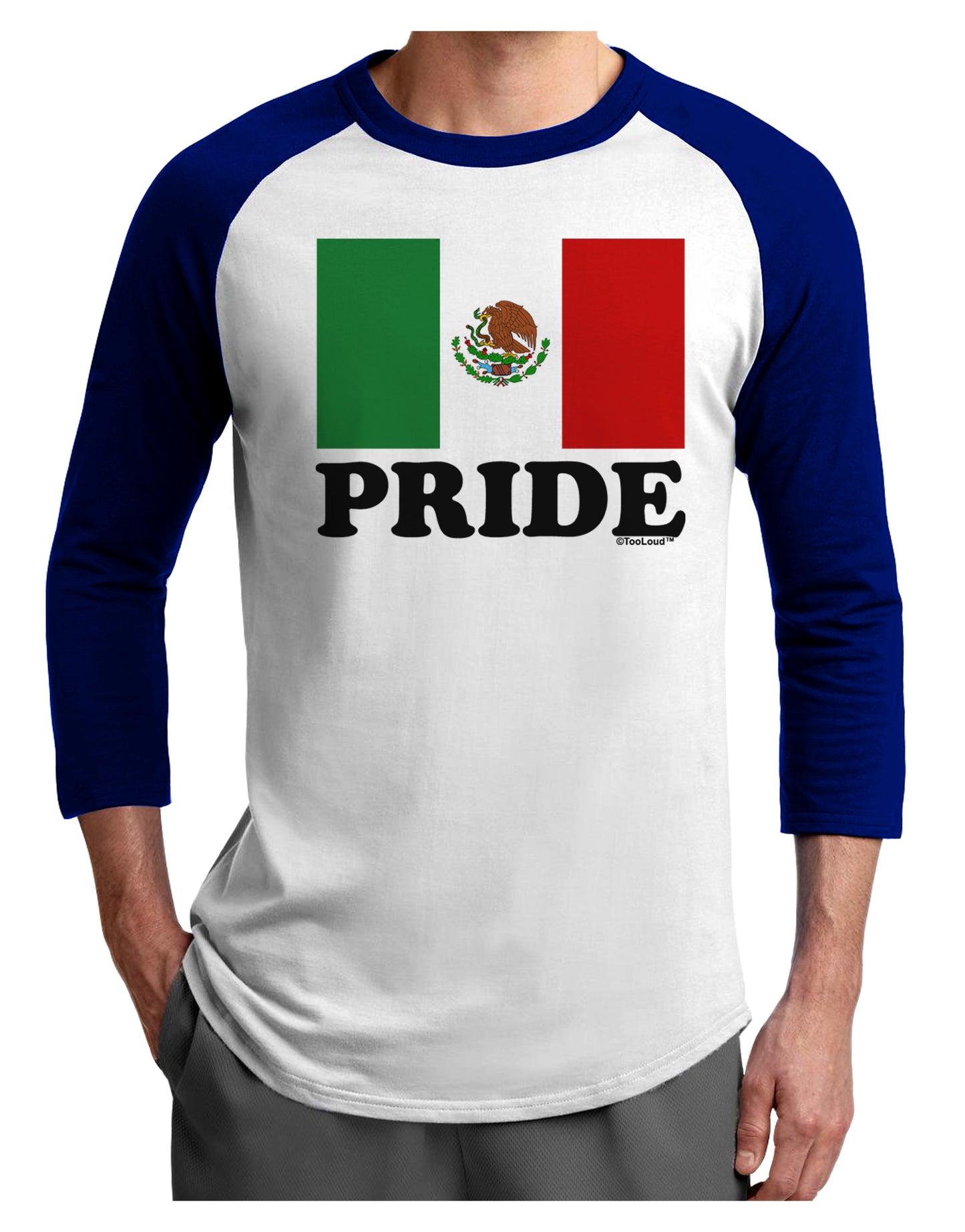 Mexican Pride - Mexican Flag Adult Raglan Shirt by TooLoud-TooLoud-White-Royal-X-Small-Davson Sales