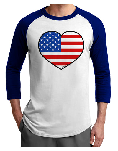 American Flag Heart Design Adult Raglan Shirt by TooLoud-TooLoud-White-Royal-X-Small-Davson Sales