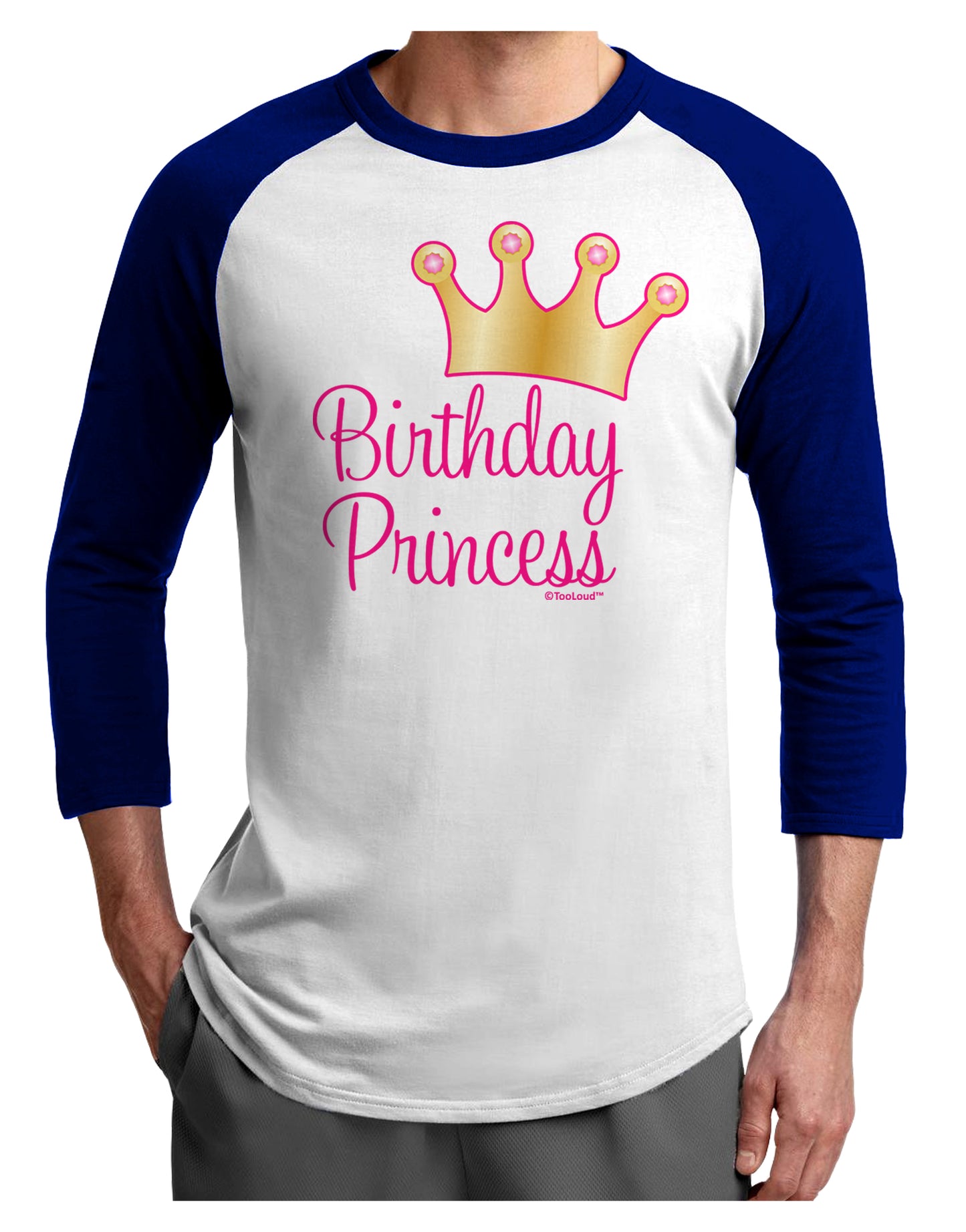 Birthday Princess - Tiara Adult Raglan Shirt by TooLoud-Raglan Shirt-TooLoud-White-Royal-X-Small-Davson Sales