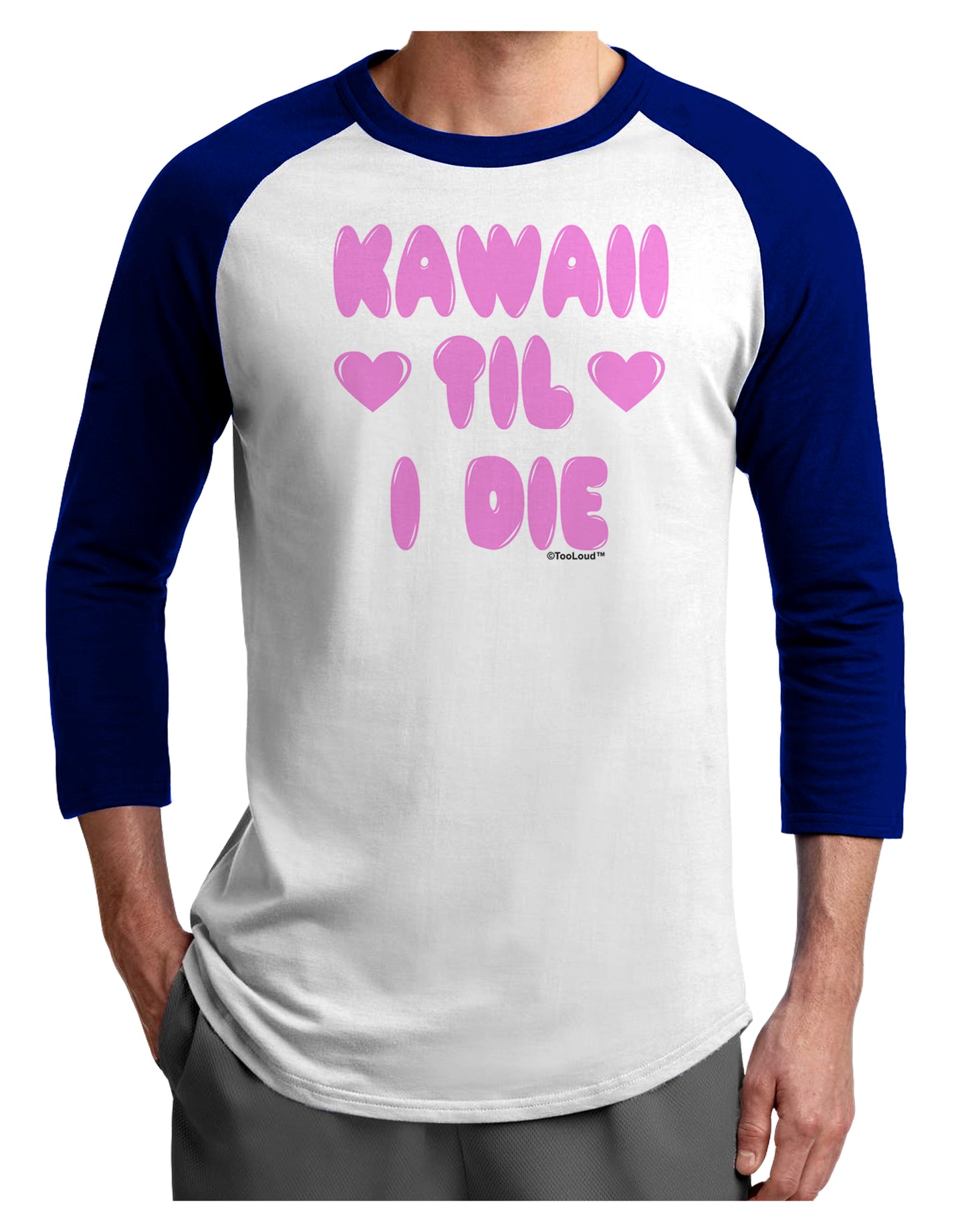 Kawaii Til I Die - Design - Magenta Adult Raglan Shirt by TooLoud-TooLoud-White-Royal-X-Small-Davson Sales