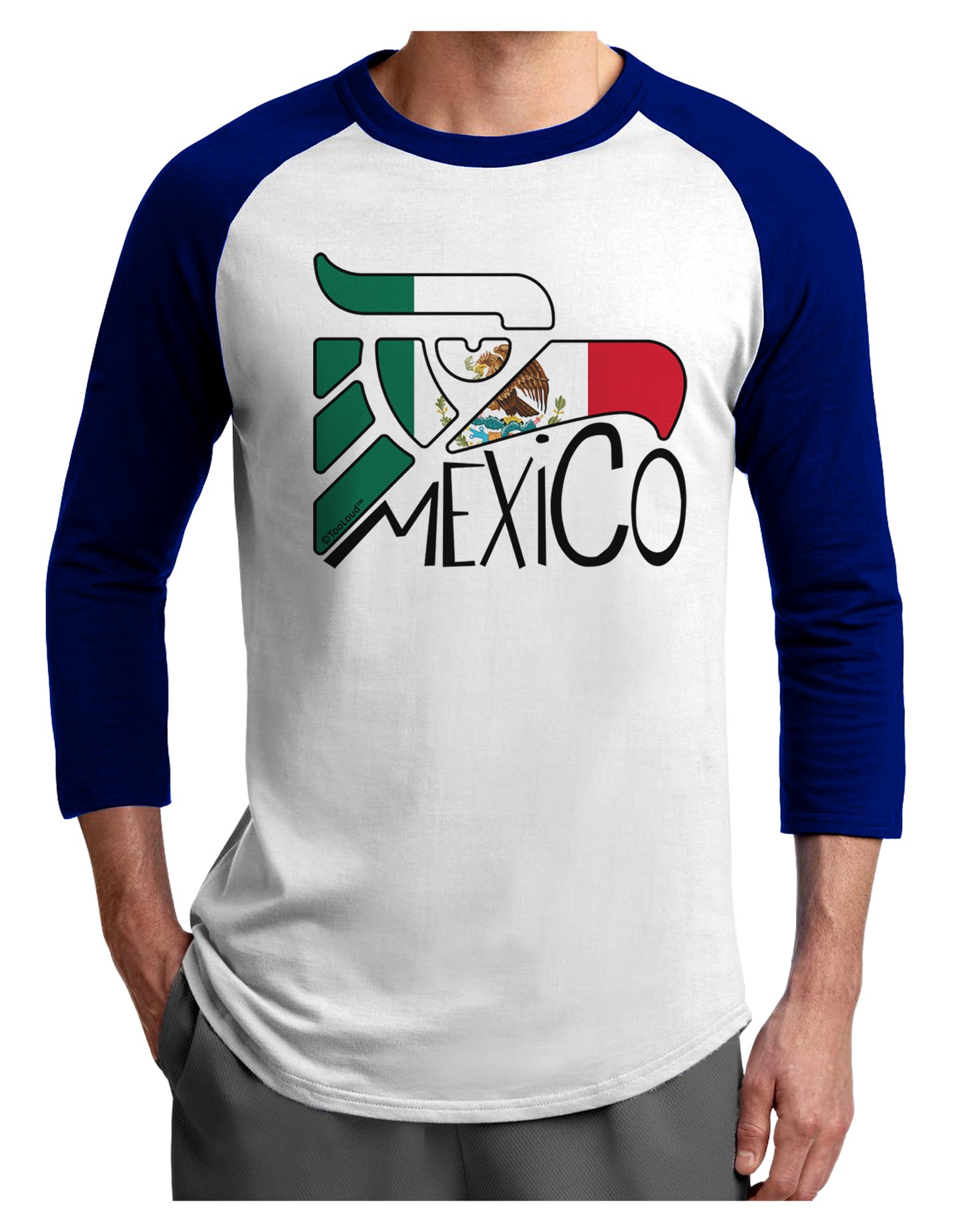 Mexico Eagle Symbol - Mexican Flag - Mexico Adult Raglan Shirt by TooLoud-TooLoud-White-Royal-X-Small-Davson Sales