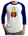 Queen Bee Mothers Day Adult Raglan Shirt-TooLoud-White-Royal-X-Small-Davson Sales