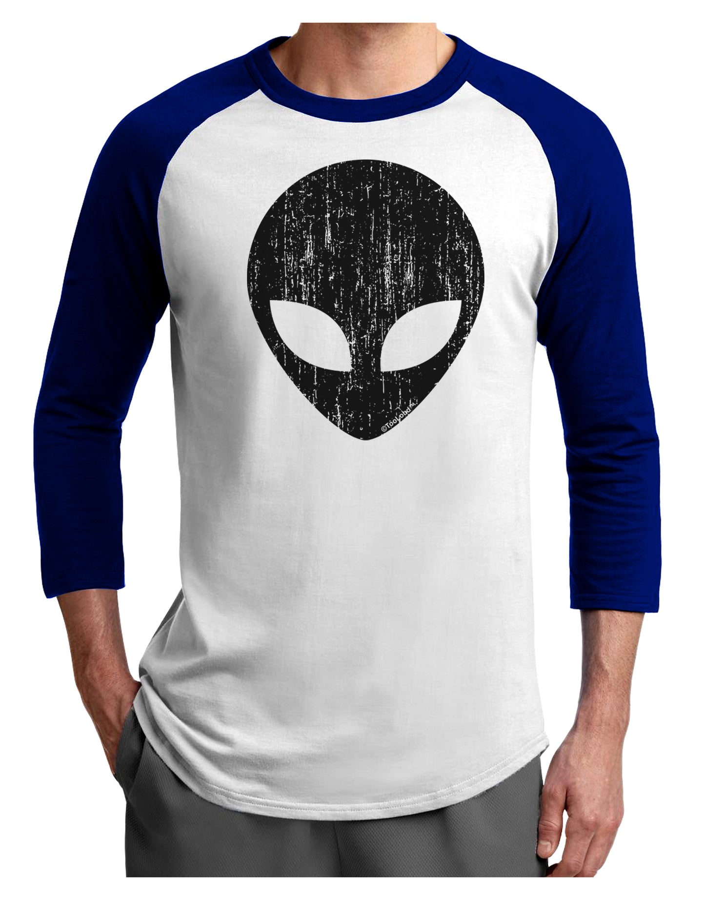 Extraterrestrial Face - Alien Distressed Adult Raglan Shirt by TooLoud-TooLoud-White-Royal-X-Small-Davson Sales