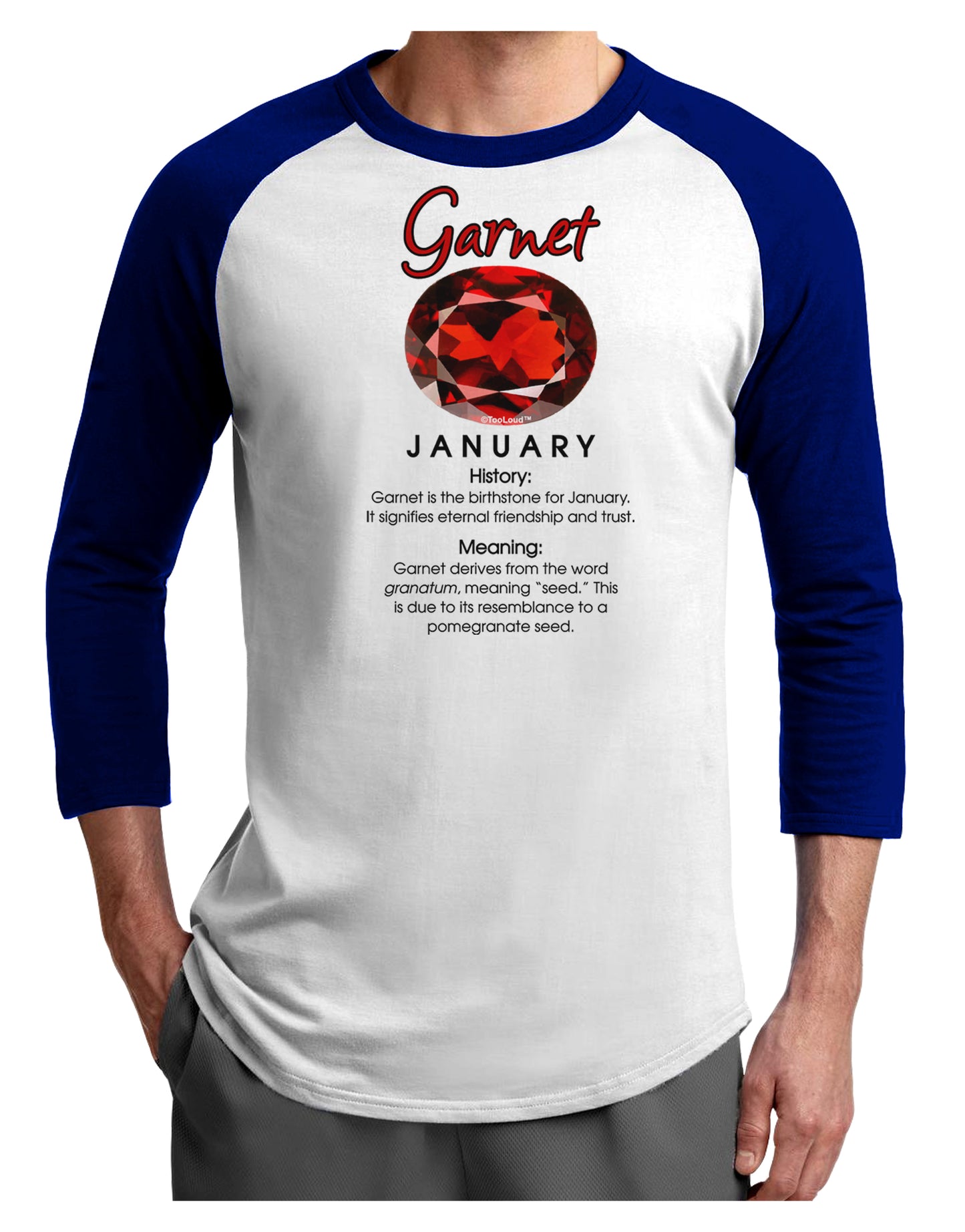 Birthstone Garnet Adult Raglan Shirt-Raglan Shirt-TooLoud-White-Royal-X-Small-Davson Sales