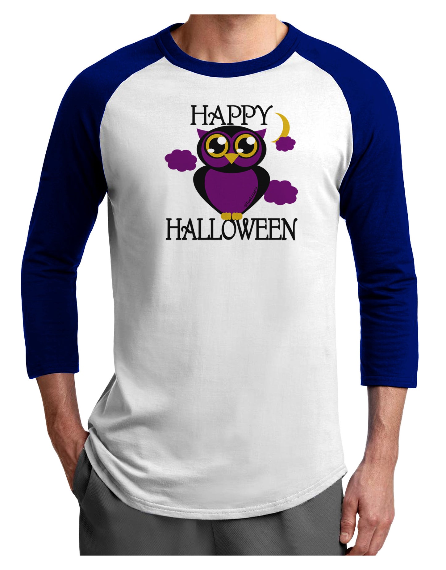 Owl Purple Text Adult Raglan Shirt-Raglan Shirt-TooLoud-White-Royal-X-Small-Davson Sales