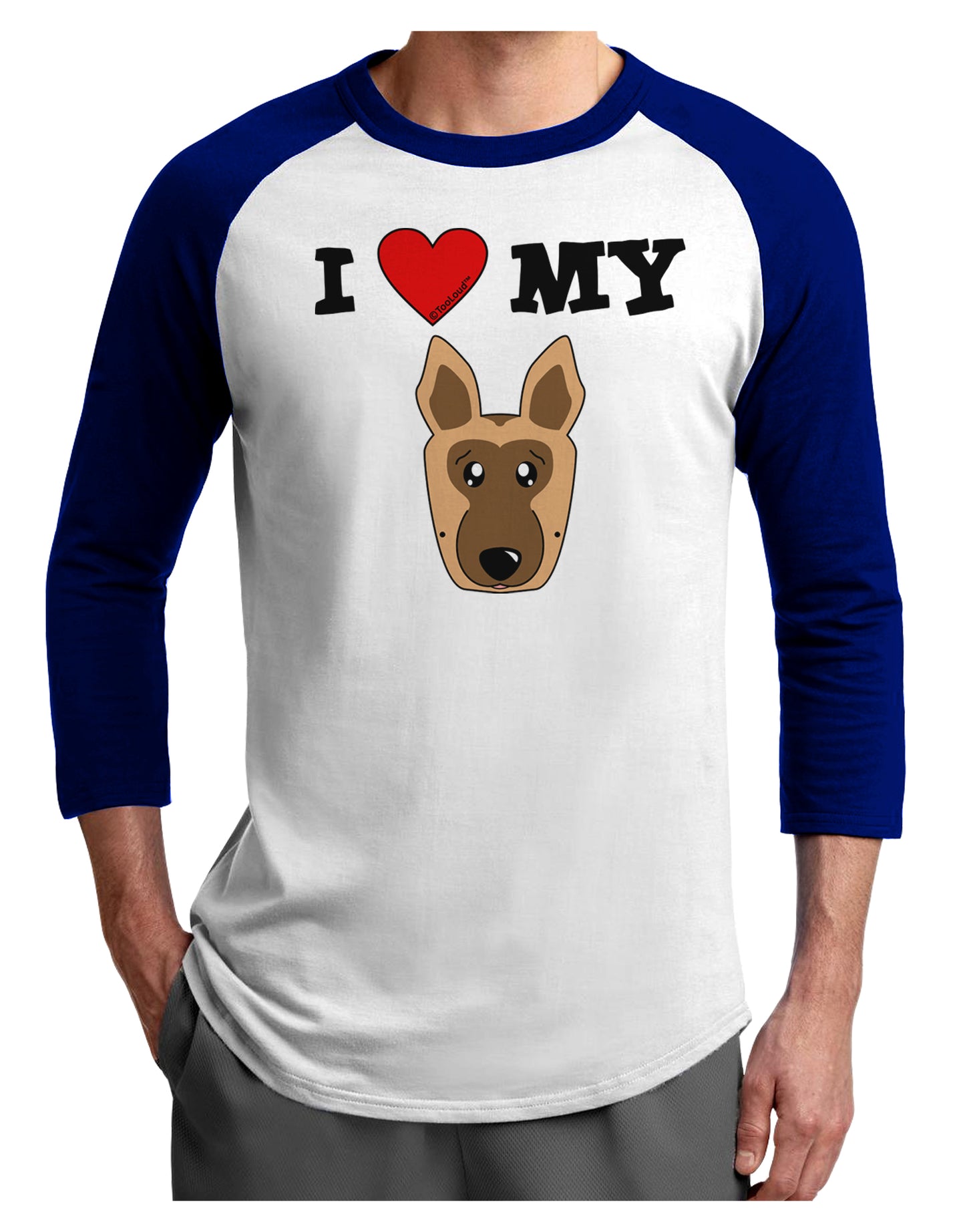 I Heart My - Cute German Shepherd Dog Adult Raglan Shirt by TooLoud-TooLoud-White-Royal-X-Small-Davson Sales
