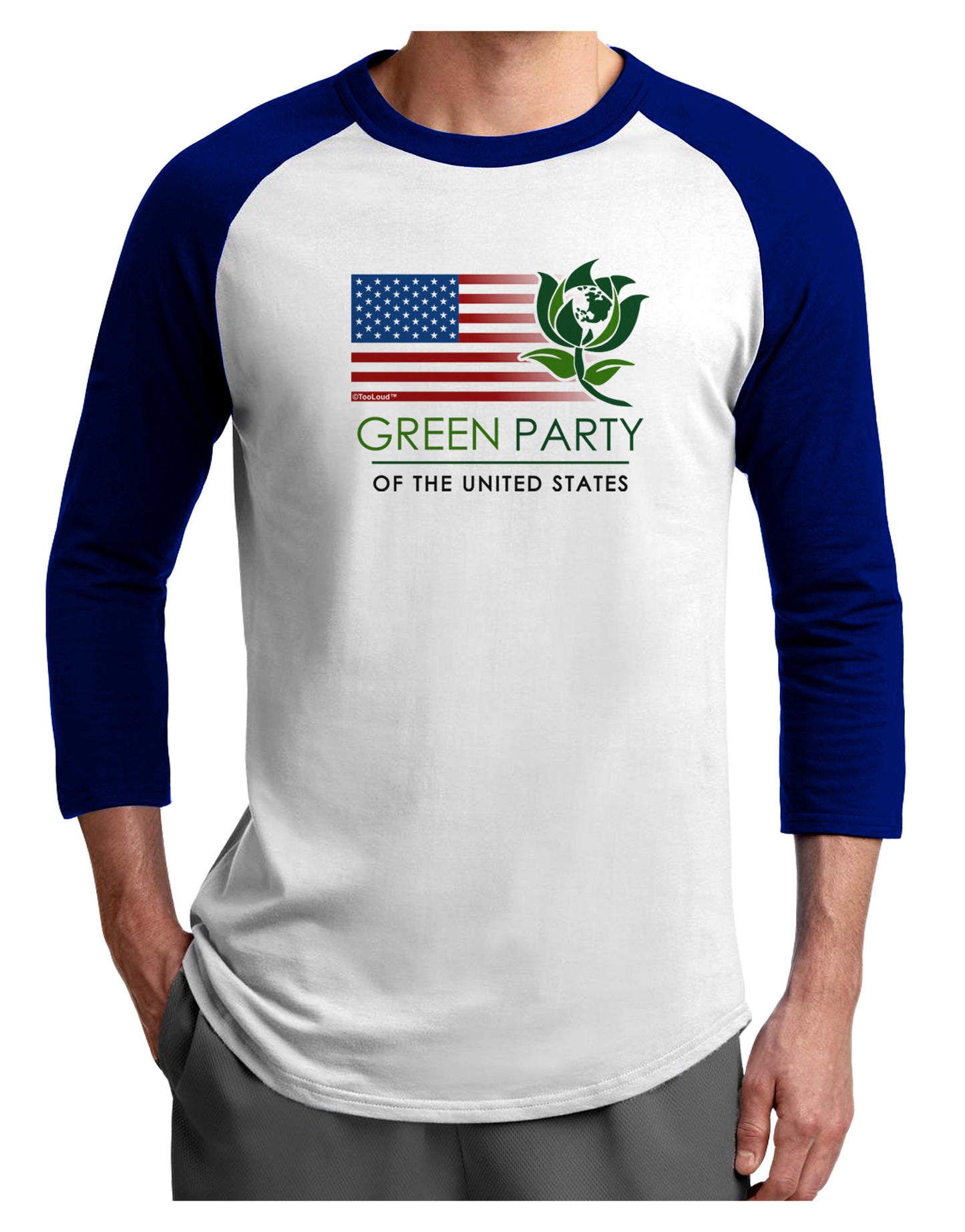 Green Party US Flag Adult Raglan Shirt-Raglan Shirt-TooLoud-White-Royal-X-Small-Davson Sales
