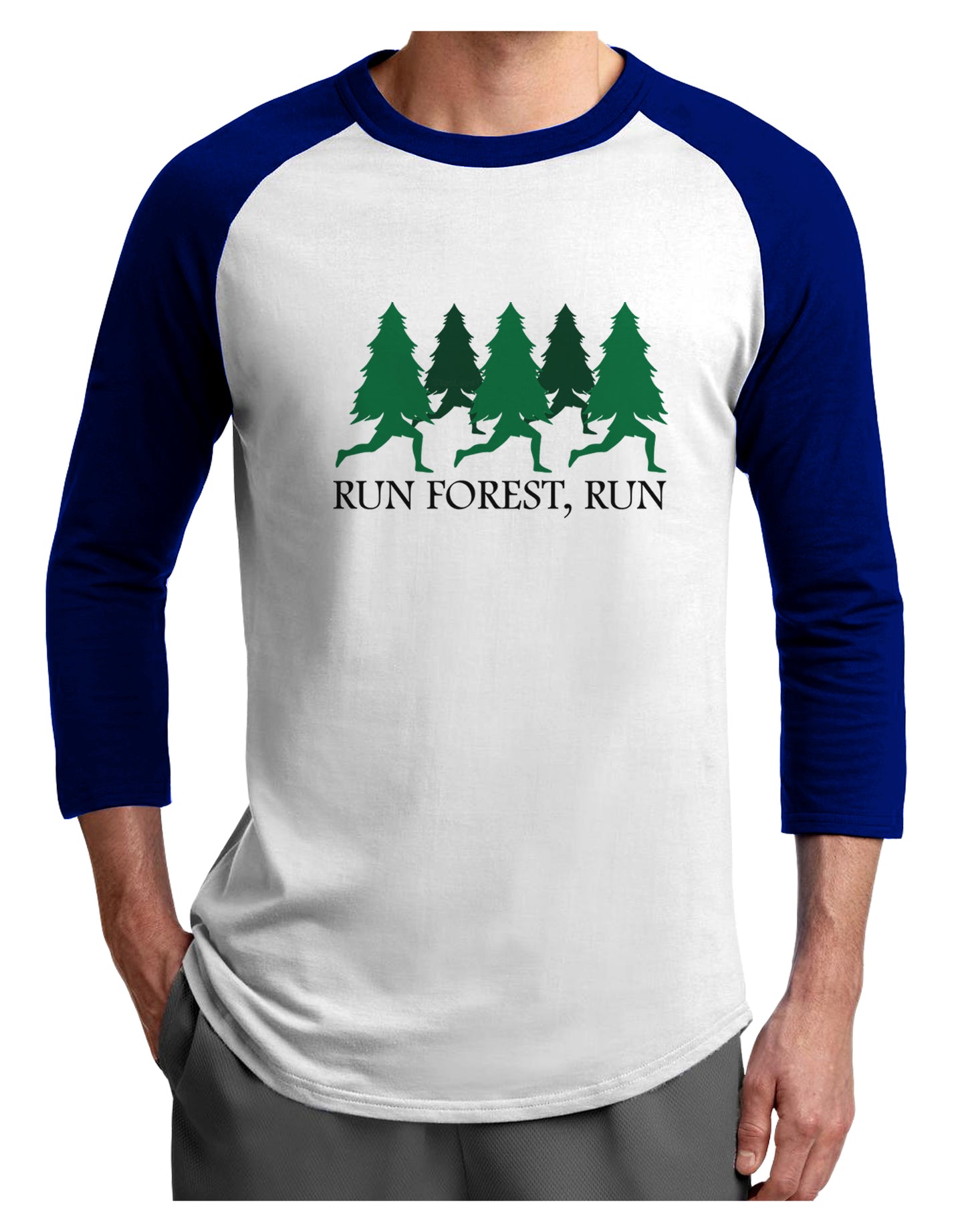 Run Forest Run Funny Adult Raglan Shirt by TooLoud-TooLoud-White-Royal-X-Small-Davson Sales