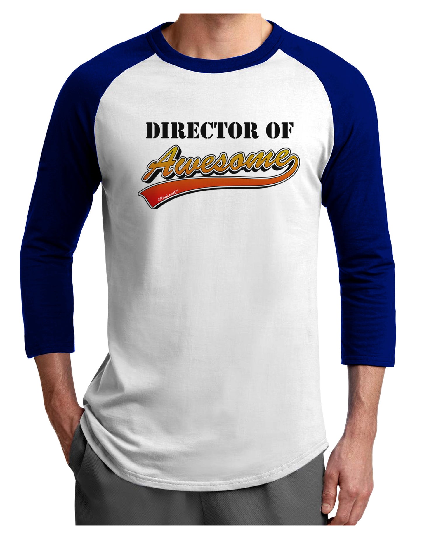 Director Of Awesome Adult Raglan Shirt-Raglan Shirt-TooLoud-White-Royal-X-Small-Davson Sales