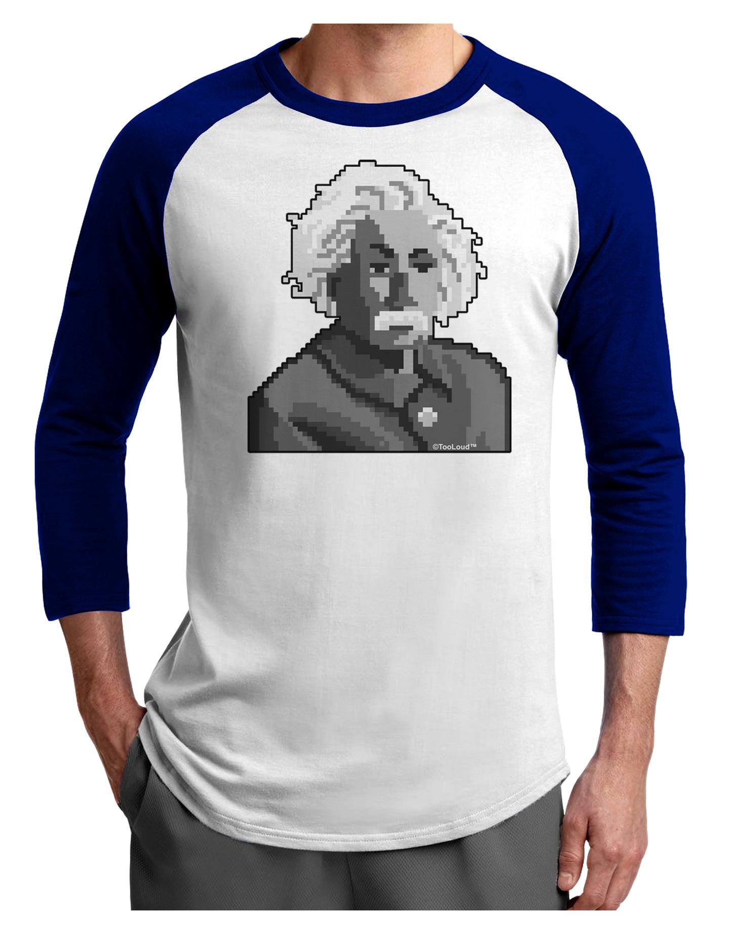 Pixel Albert Design Adult Raglan Shirt by TooLoud-TooLoud-White-Royal-X-Small-Davson Sales