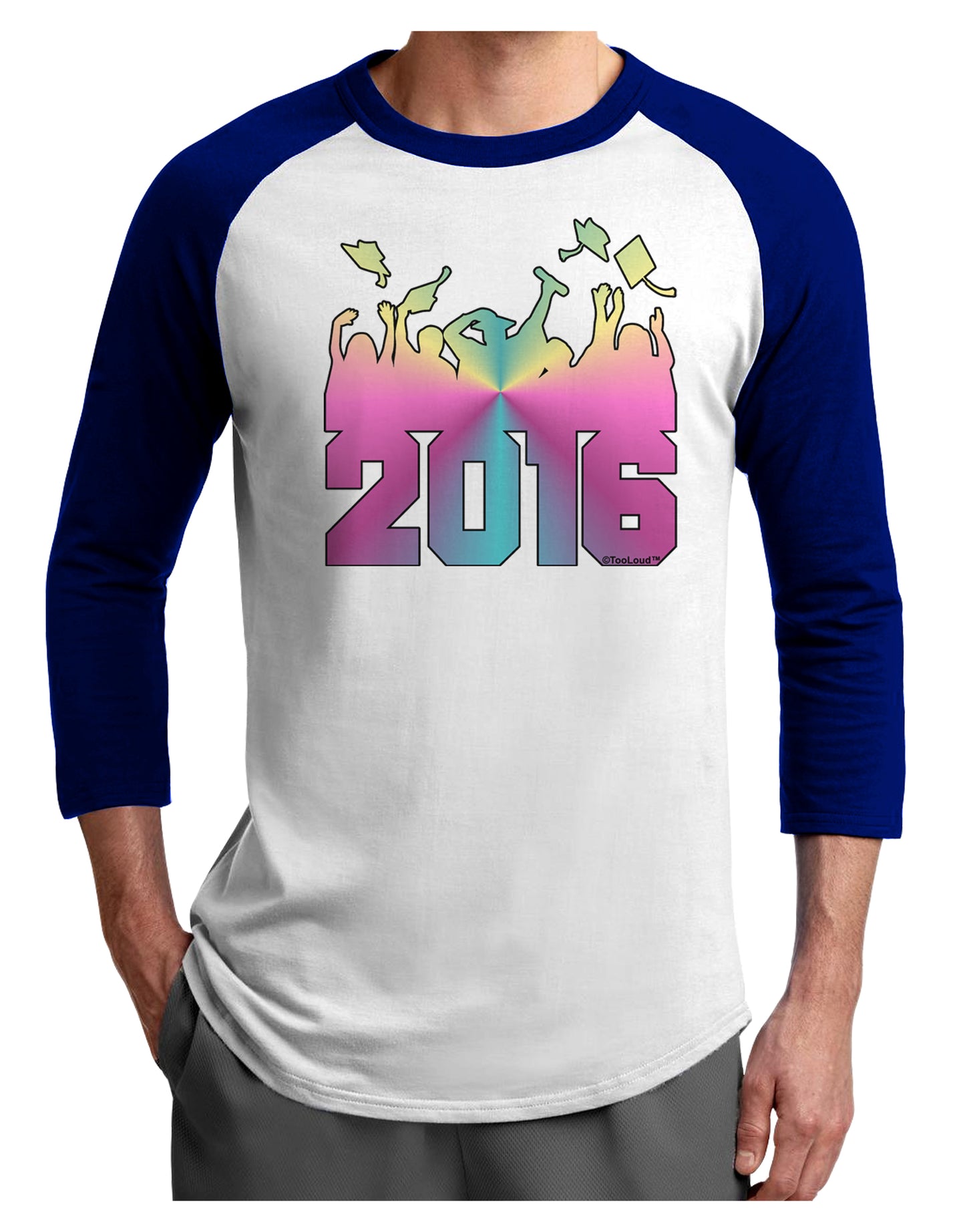 Current Year Graduation Color Adult Raglan Shirt-Raglan Shirt-TooLoud-White-Royal-X-Small-Davson Sales