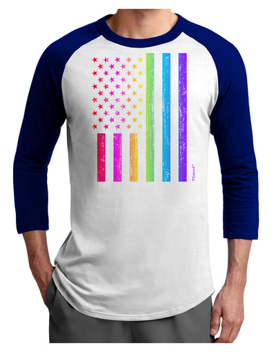 American Pride - Rainbow Flag Adult Raglan Shirt-TooLoud-White-Royal-X-Small-Davson Sales