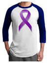 Crohn’s Disease Awareness Ribbon - Purple Adult Raglan Shirt-TooLoud-White-Royal-X-Small-Davson Sales