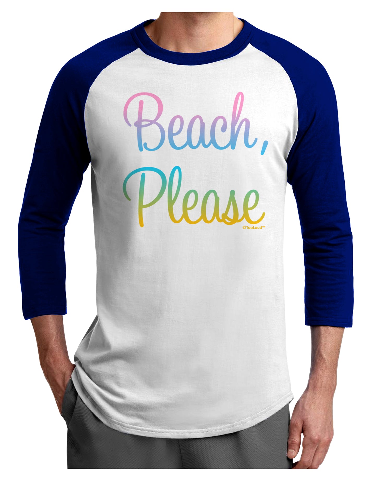 Beach Please - Summer Colors Adult Raglan Shirt-TooLoud-White-Royal-X-Small-Davson Sales