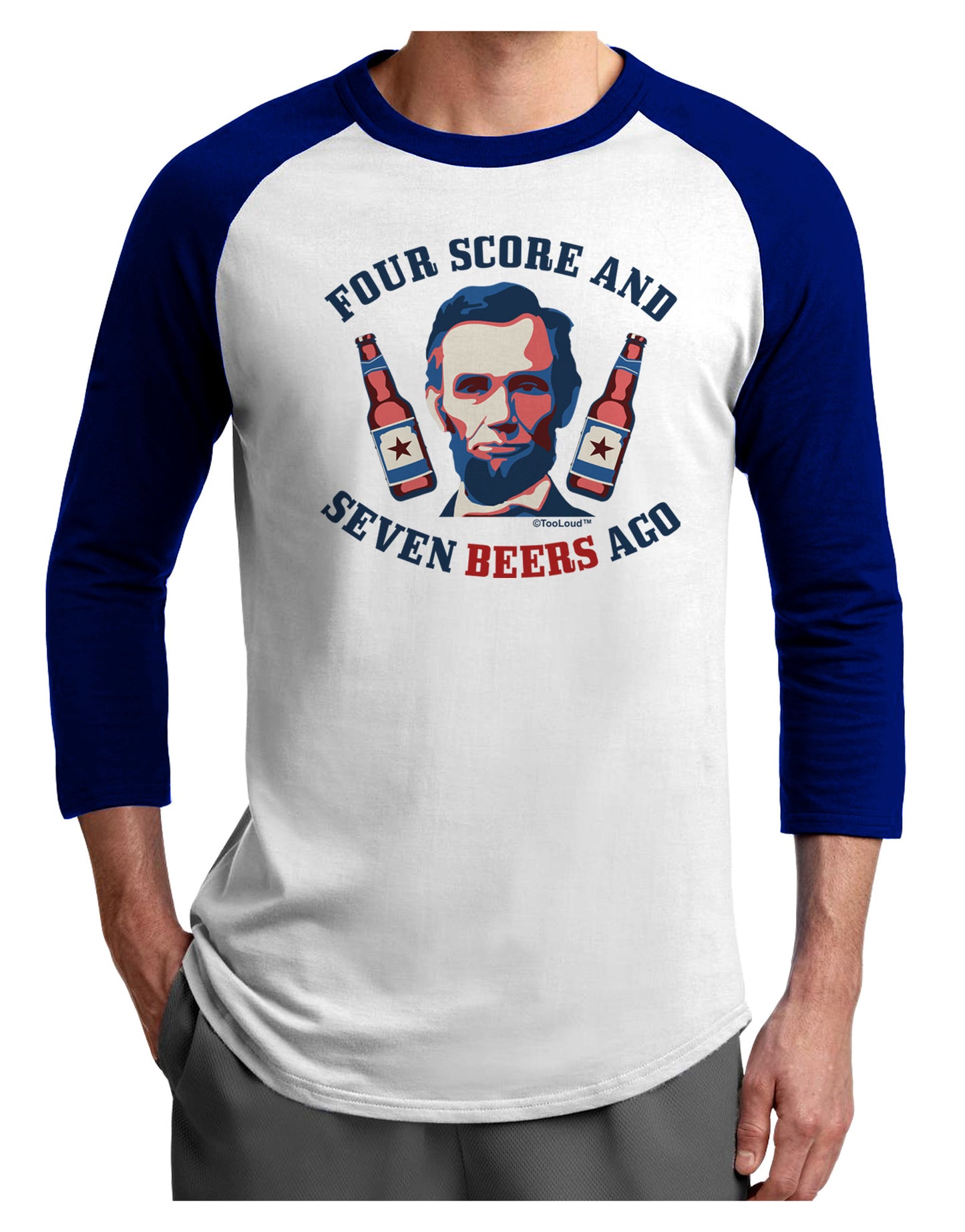 Seven Beers Ago - Lincoln Adult Raglan Shirt-Raglan Shirt-TooLoud-White-Royal-X-Small-Davson Sales