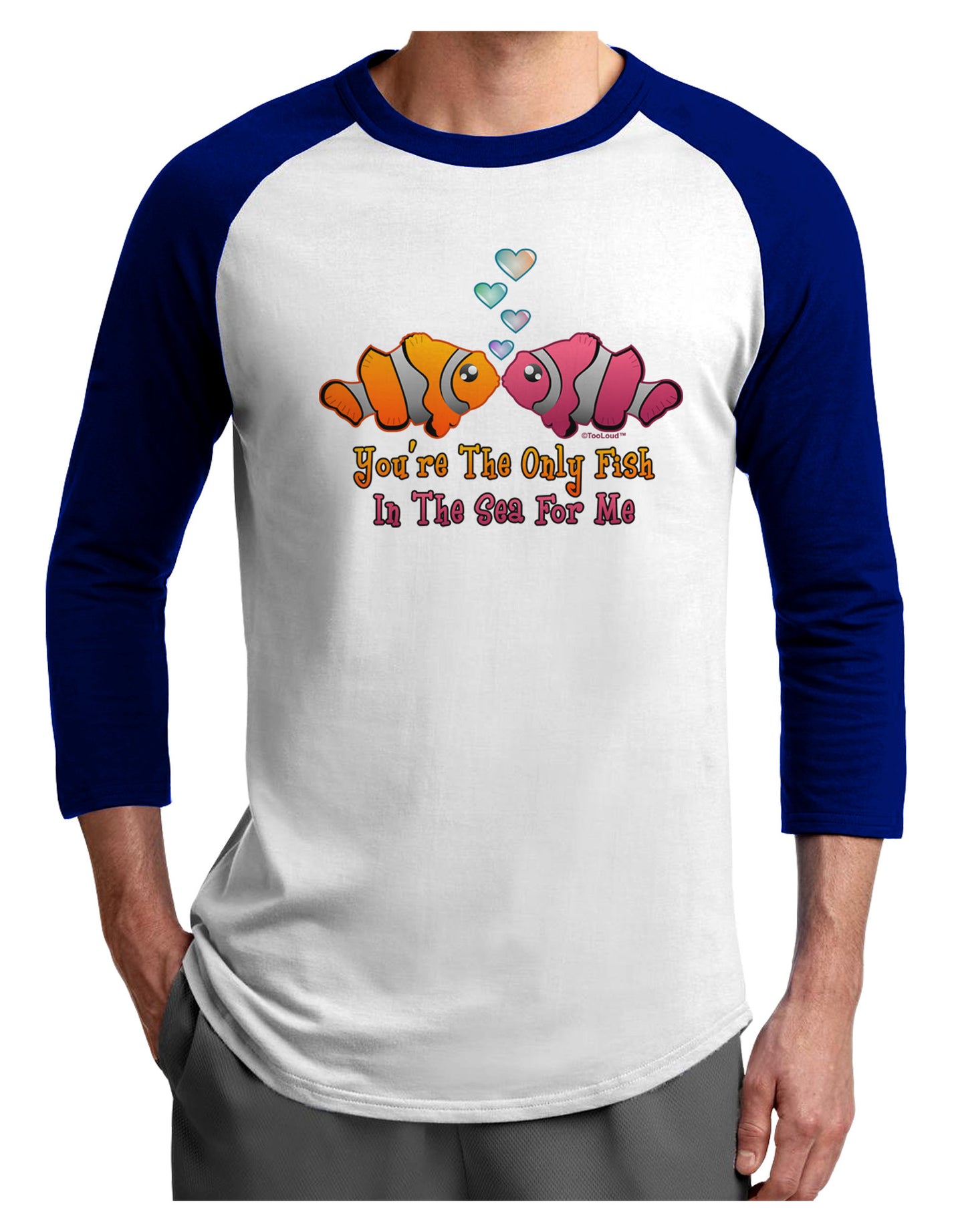 Kissy Clownfish Only Fish In The Sea Adult Raglan Shirt-Raglan Shirt-TooLoud-White-Royal-X-Small-Davson Sales