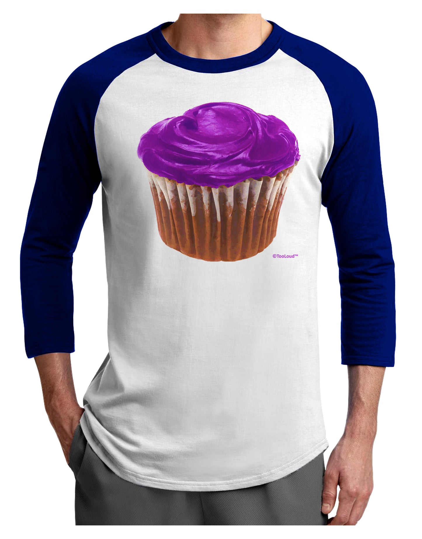 Giant Bright Purple Cupcake Adult Raglan Shirt by TooLoud-TooLoud-White-Royal-X-Small-Davson Sales