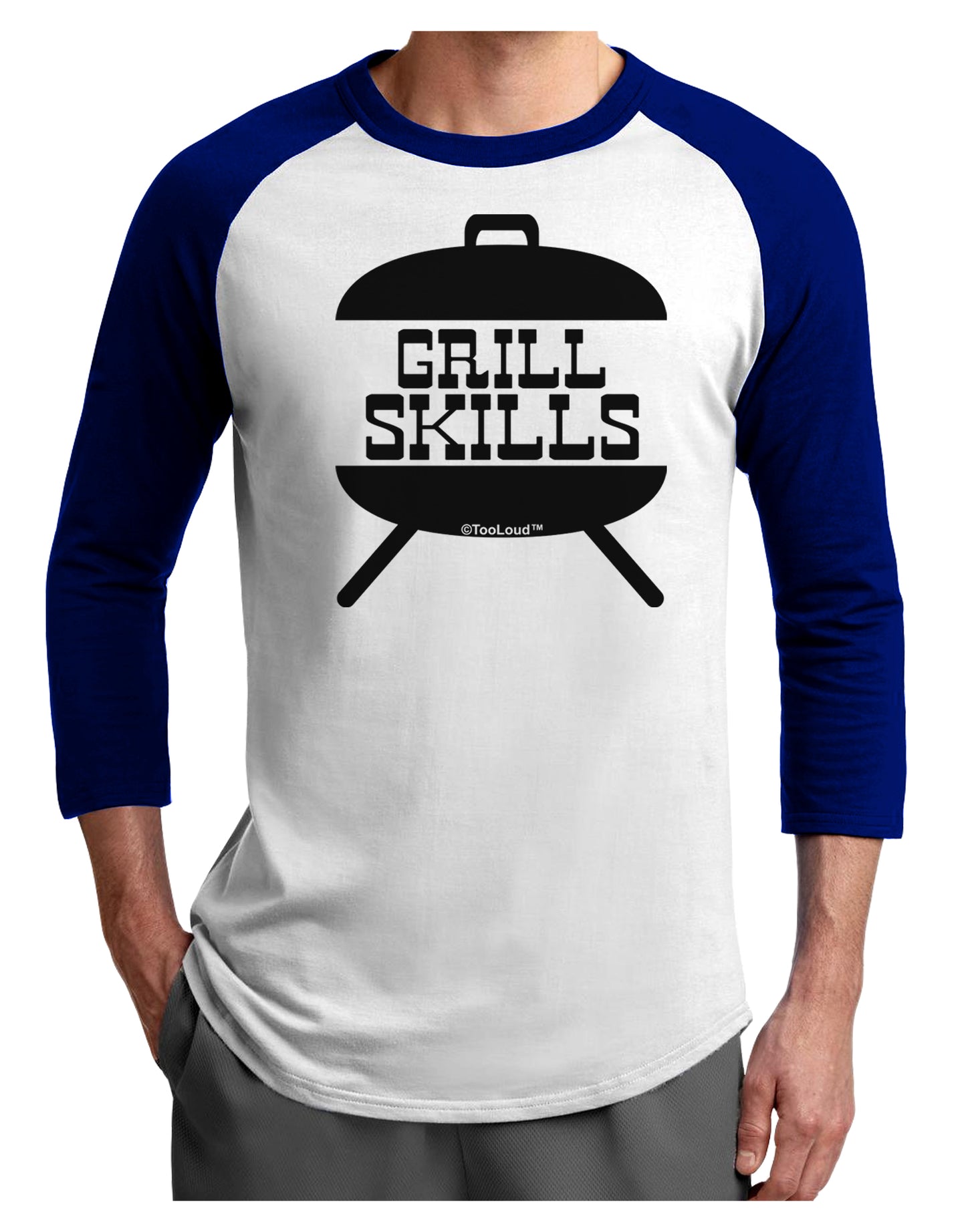 Grill Skills Grill Design Adult Raglan Shirt by TooLoud-TooLoud-White-Royal-X-Small-Davson Sales