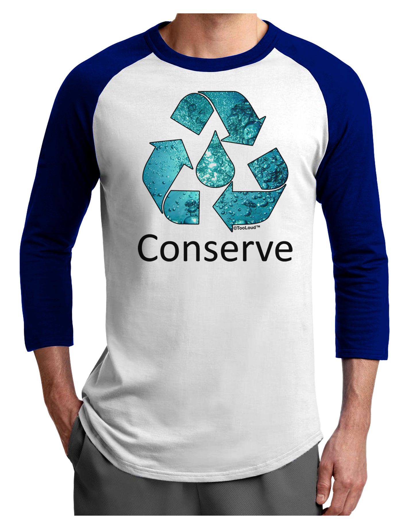 Water Conservation Text Adult Raglan Shirt by TooLoud-TooLoud-White-Royal-X-Small-Davson Sales