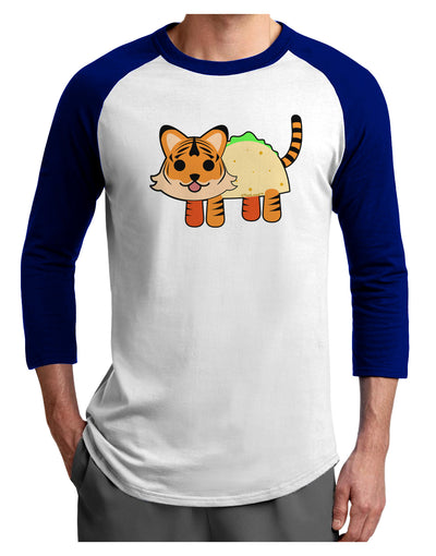 Cute Taco Tiger Adult Raglan Shirt-TooLoud-White-Royal-X-Small-Davson Sales