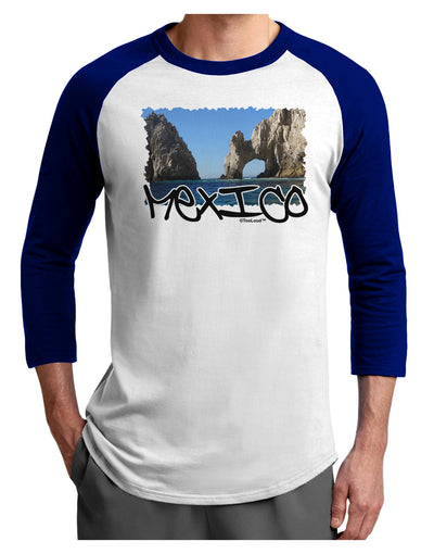 Mexico - Islands Cut-out Adult Raglan Shirt-TooLoud-White-Royal-X-Small-Davson Sales