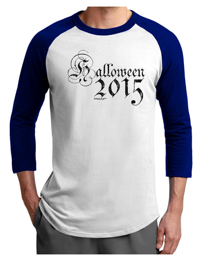 Halloween Current Year Script Distressed Adult Raglan Shirt-TooLoud-White-Royal-X-Small-Davson Sales