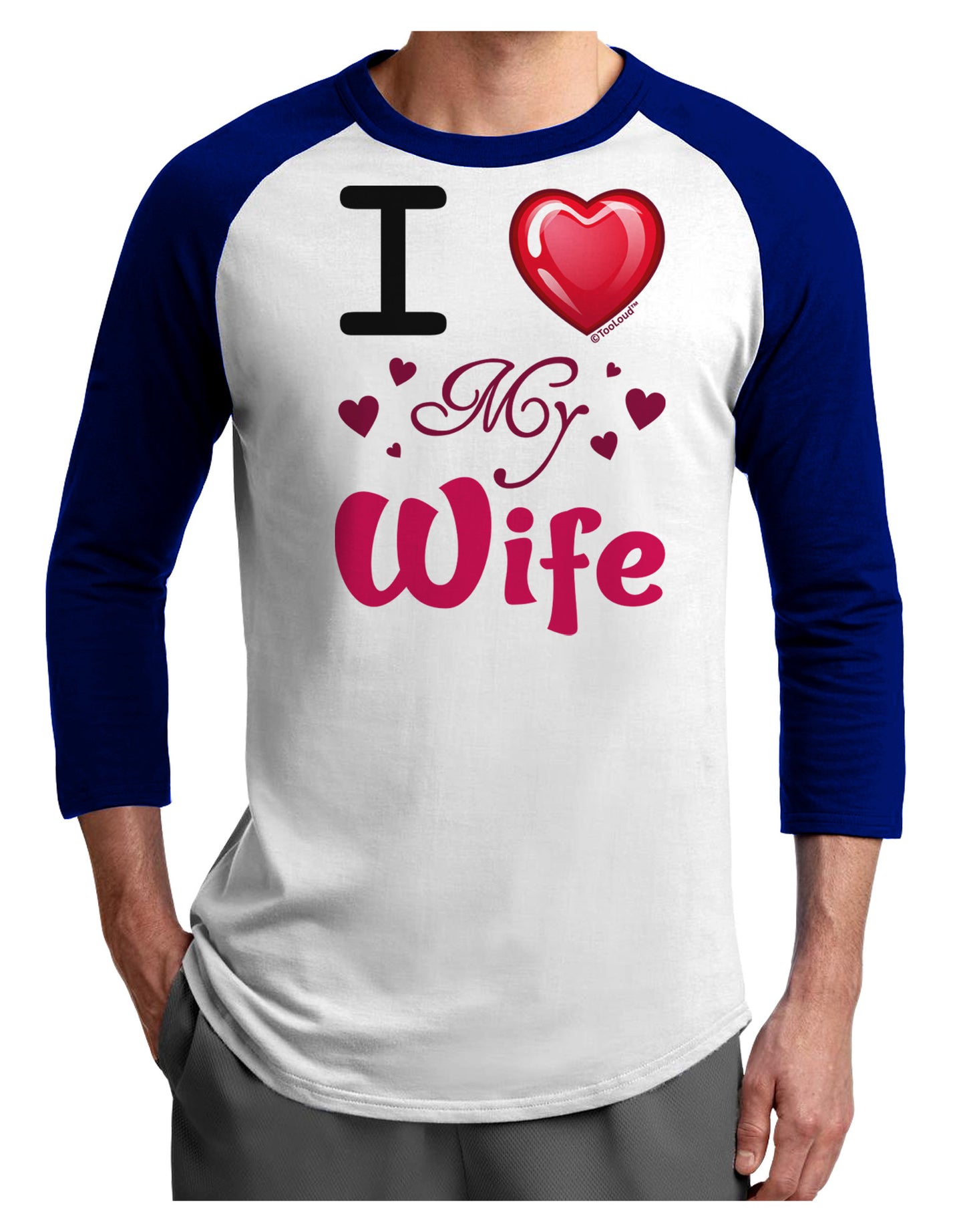 I Love Heart My Wife Adult Raglan Shirt-Raglan Shirt-TooLoud-White-Royal-X-Small-Davson Sales