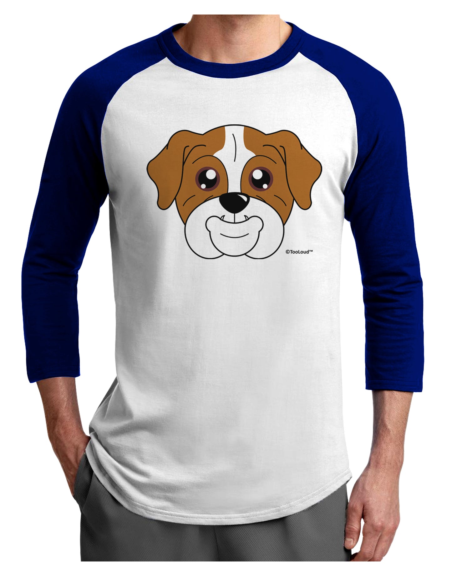 Cute Bulldog - Red Adult Raglan Shirt by TooLoud-TooLoud-White-Royal-X-Small-Davson Sales