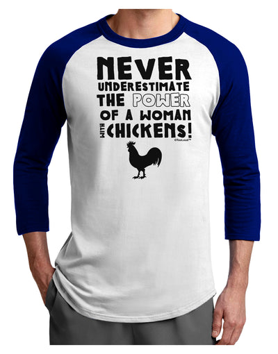 A Woman With Chickens Adult Raglan Shirt-Raglan Shirt-TooLoud-White-Royal-X-Small-Davson Sales