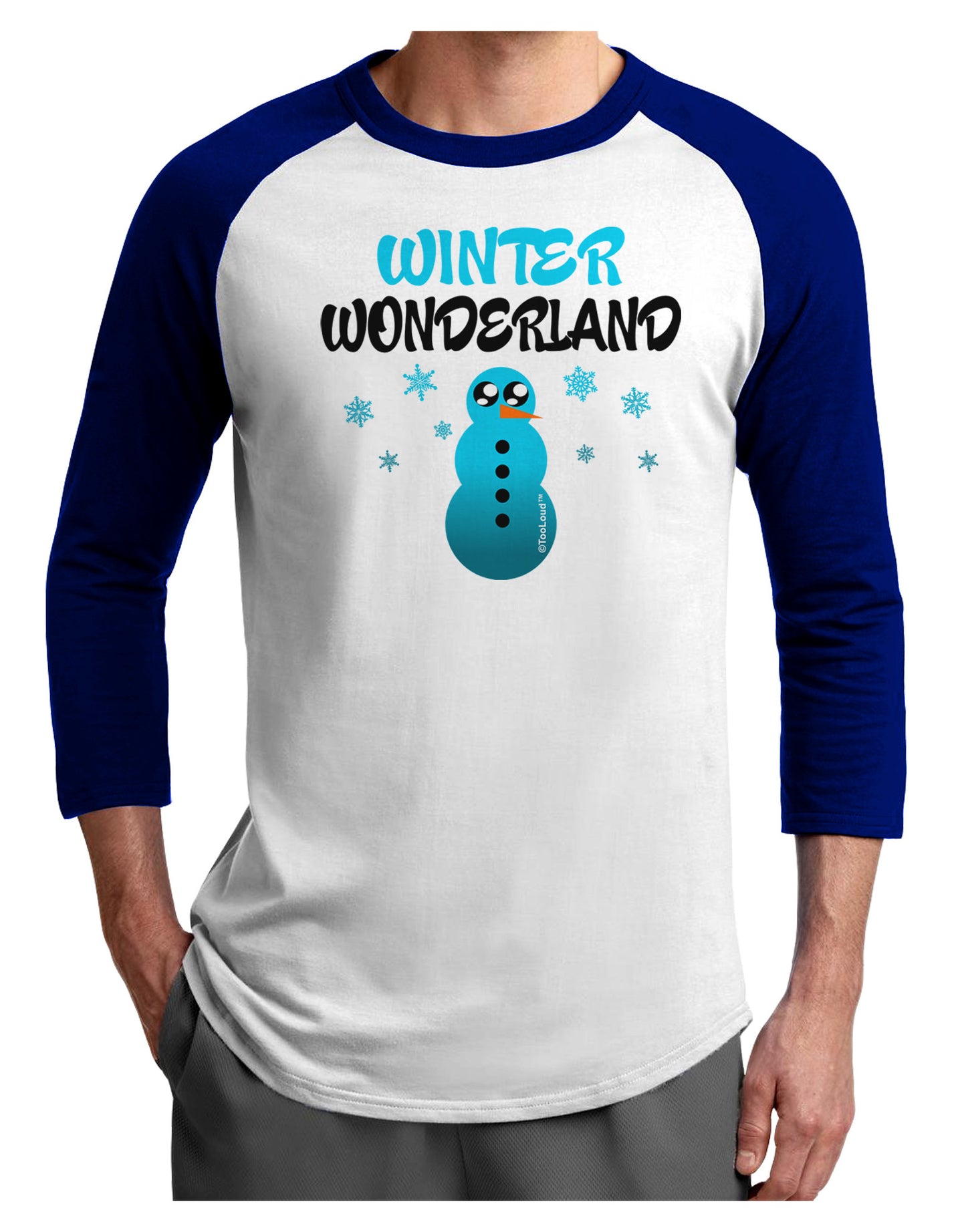Winter Wonderland Snowman Adult Raglan Shirt-Raglan Shirt-TooLoud-White-Royal-X-Small-Davson Sales