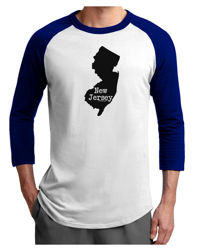 New Jersey - United States Shape Adult Raglan Shirt by TooLoud-TooLoud-White-Royal-X-Small-Davson Sales