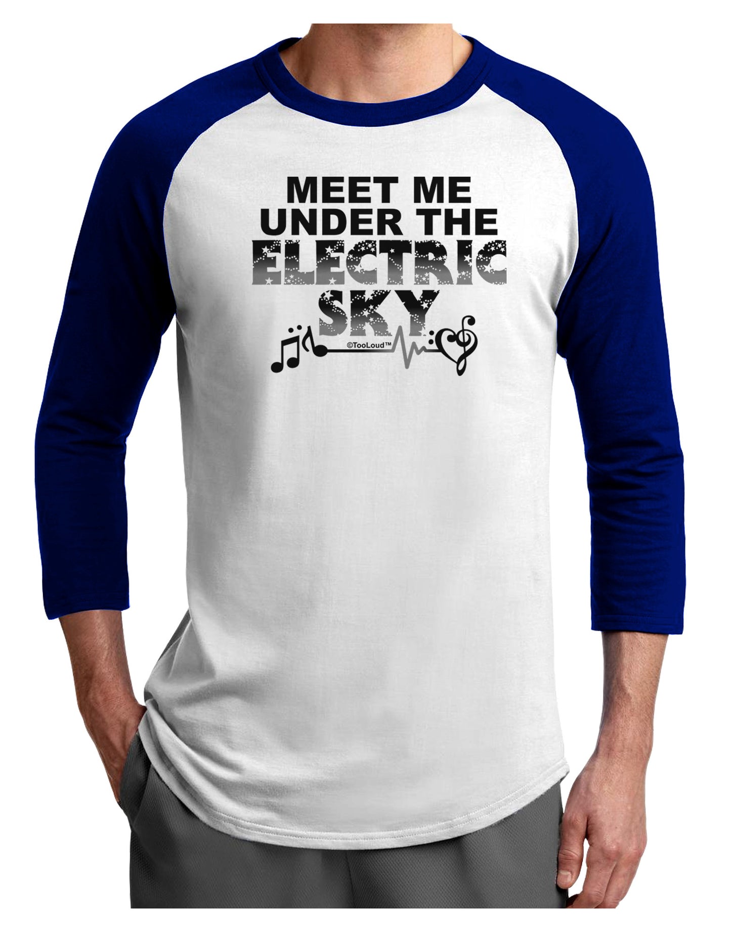 Electric Sky BnW Adult Raglan Shirt-Raglan Shirt-TooLoud-White-Royal-X-Small-Davson Sales