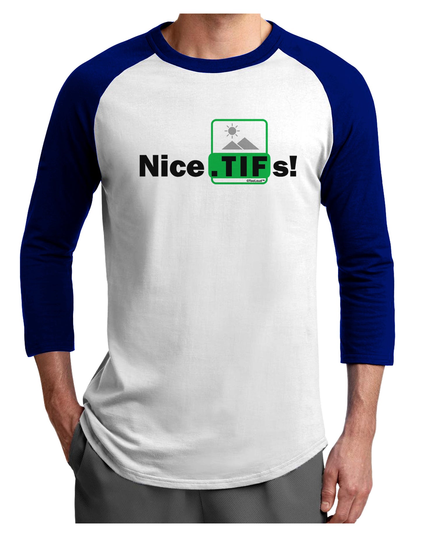 Nice Tifs Adult Raglan Shirt-TooLoud-White-Royal-X-Small-Davson Sales