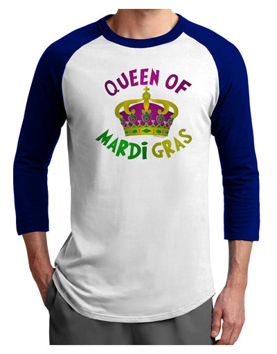 Queen Of Mardi Gras Adult Raglan Shirt-Raglan Shirt-TooLoud-White-Royal-X-Small-Davson Sales