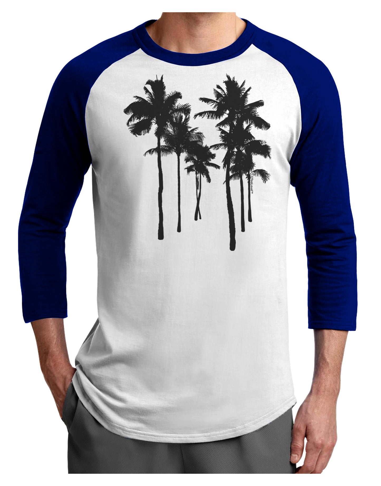Palm Rows Silhouette Adult Raglan Shirt-Raglan Shirt-TooLoud-White-Royal-X-Small-Davson Sales