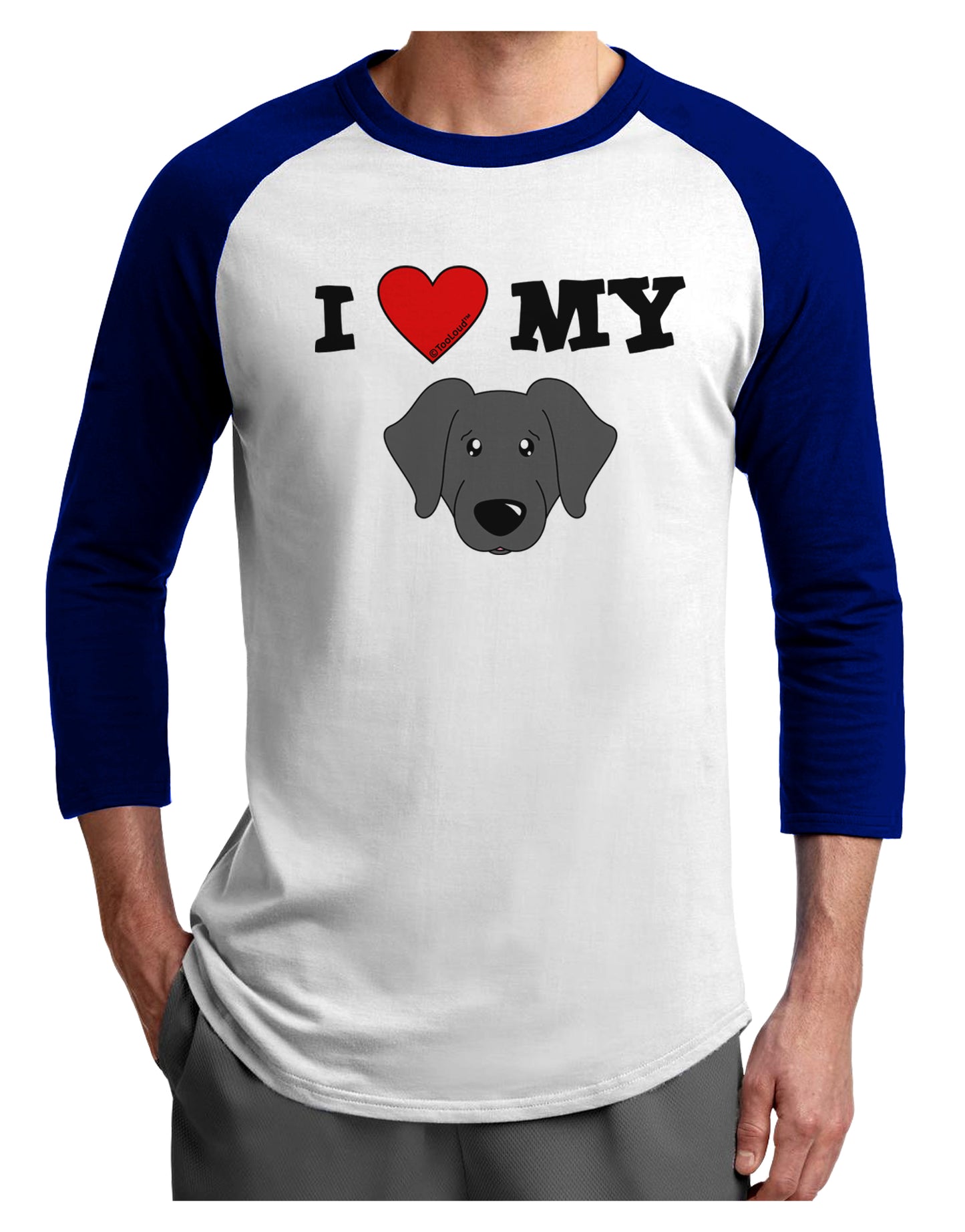 I Heart My - Cute Black Labrador Retriever Dog Adult Raglan Shirt by TooLoud-TooLoud-White-Royal-X-Small-Davson Sales