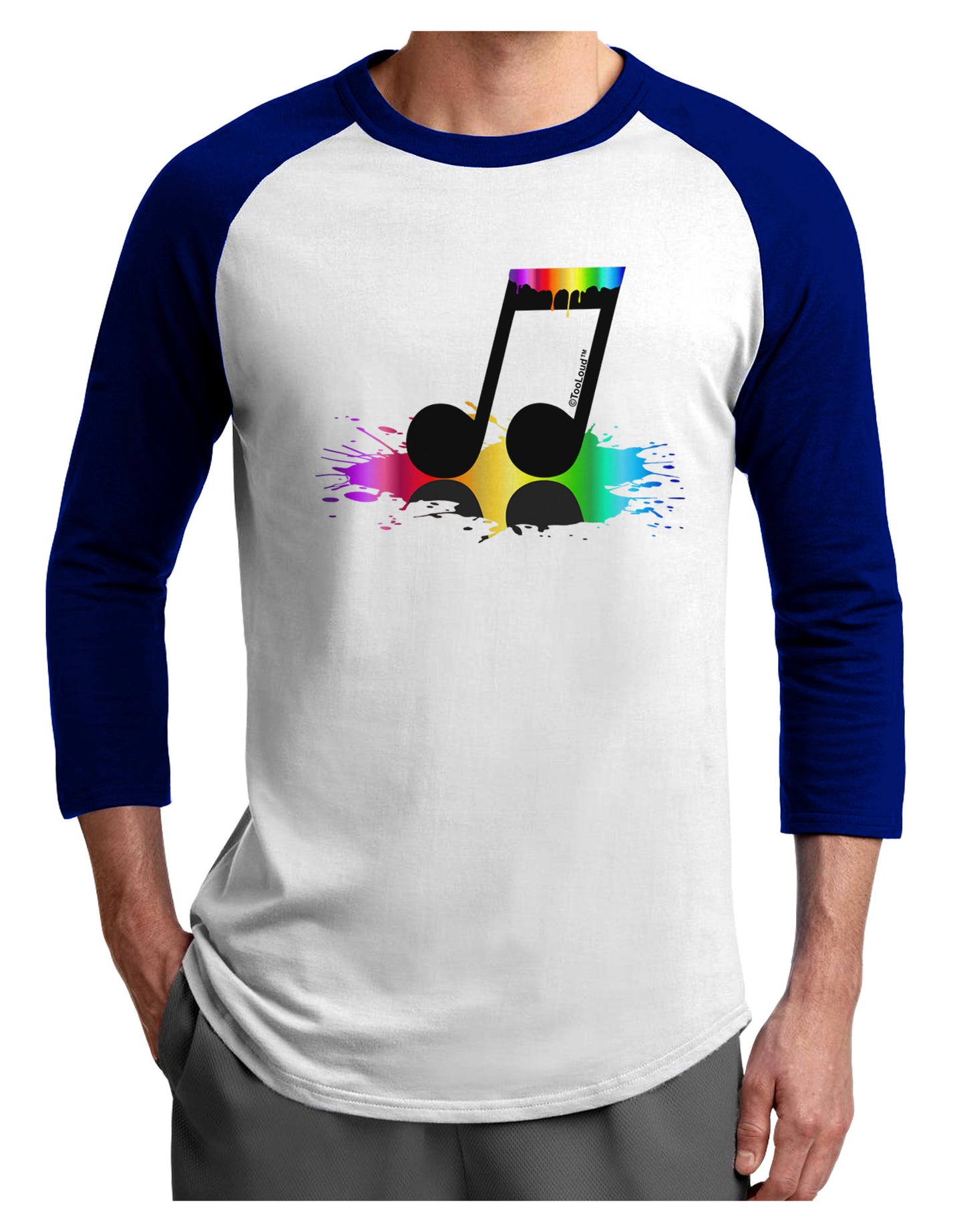 Paint Music Note Adult Raglan Shirt-Raglan Shirt-TooLoud-White-Royal-X-Small-Davson Sales