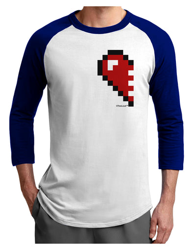 Couples Pixel Heart Design - Left Adult Raglan Shirt by TooLoud-TooLoud-White-Royal-X-Small-Davson Sales