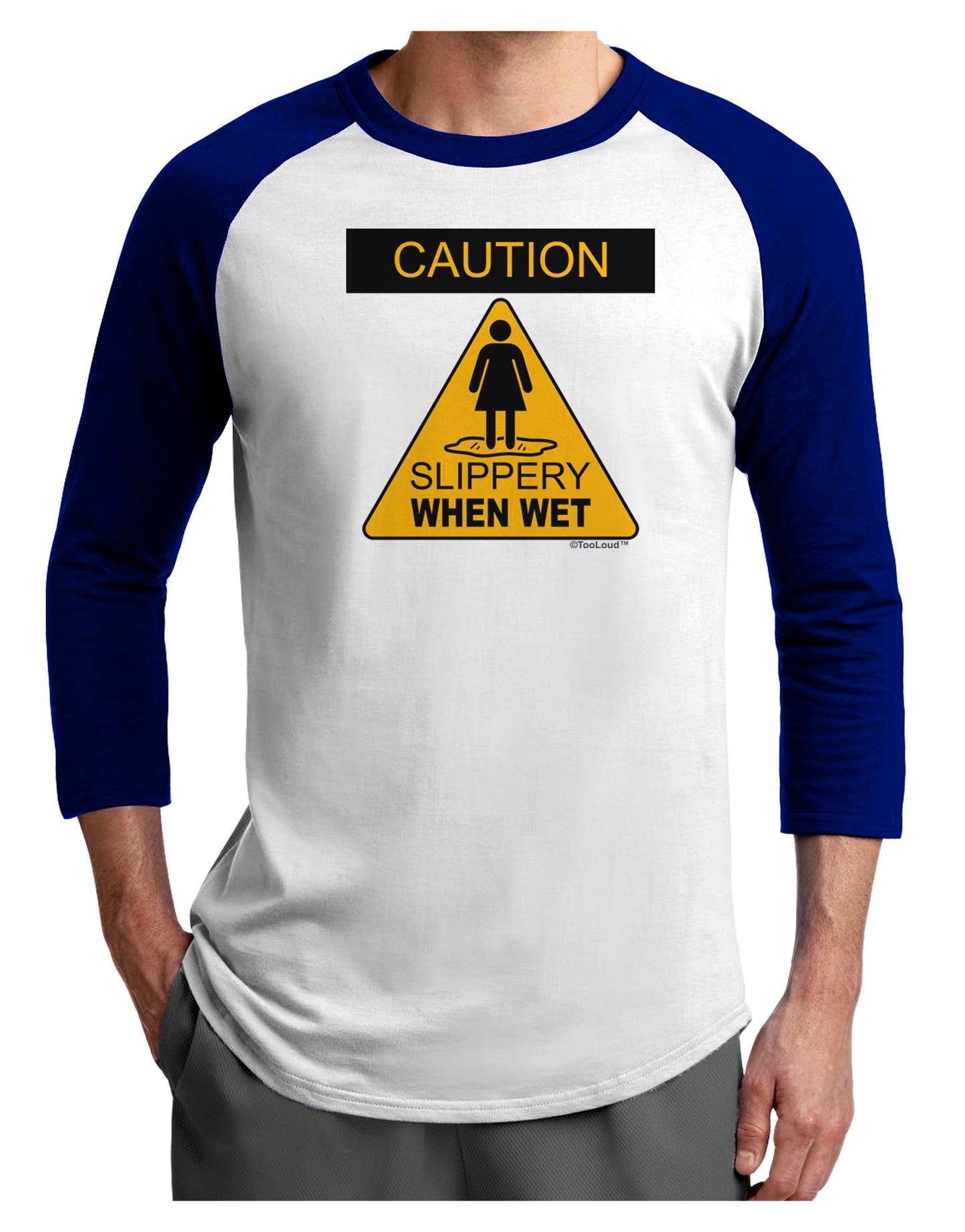 Slippery When Wet Adult Raglan Shirt-Raglan Shirt-TooLoud-White-Royal-X-Small-Davson Sales