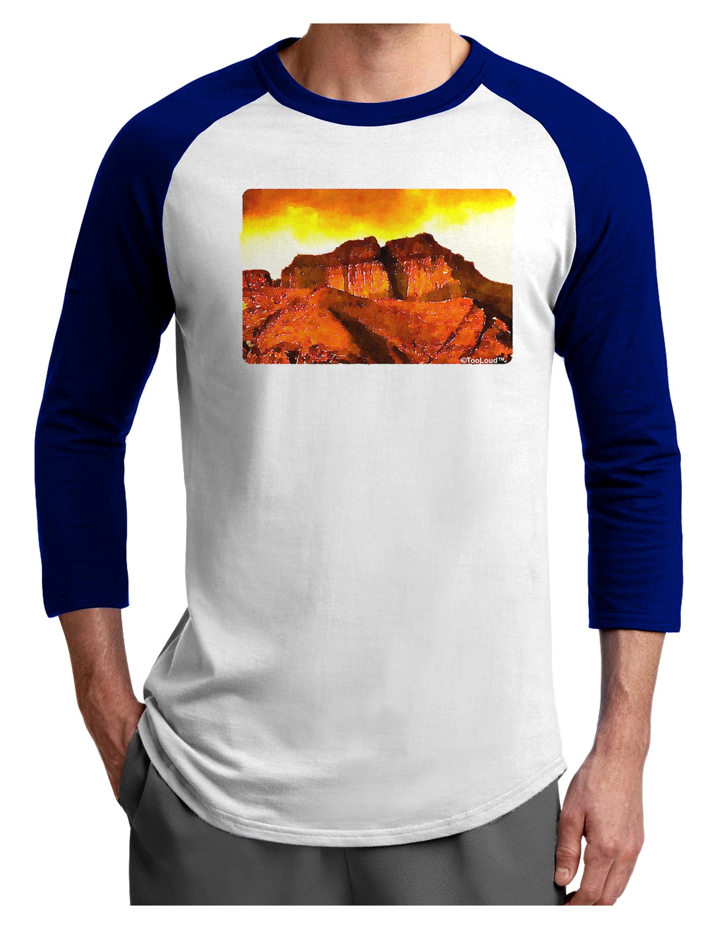San Juan Mountain Range CO Adult Raglan Shirt-TooLoud-White-Royal-X-Small-Davson Sales