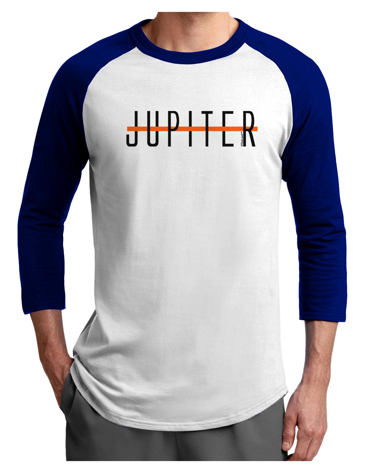 Planet Jupiter Text Only Adult Raglan Shirt-Raglan Shirt-TooLoud-White-Royal-X-Small-Davson Sales