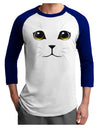 TooLoud Yellow Amber-Eyed Cute Cat Face Adult Raglan Shirt-TooLoud-White-Royal-X-Small-Davson Sales
