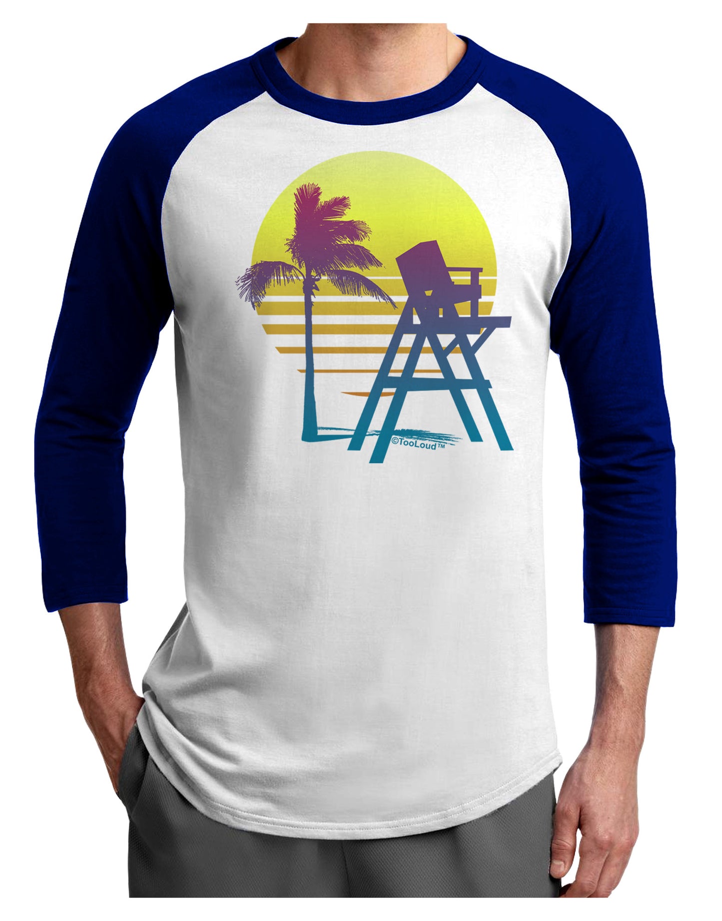 LA Beach Silhouette Letters Adult Raglan Shirt-Raglan Shirt-TooLoud-White-Royal-X-Small-Davson Sales