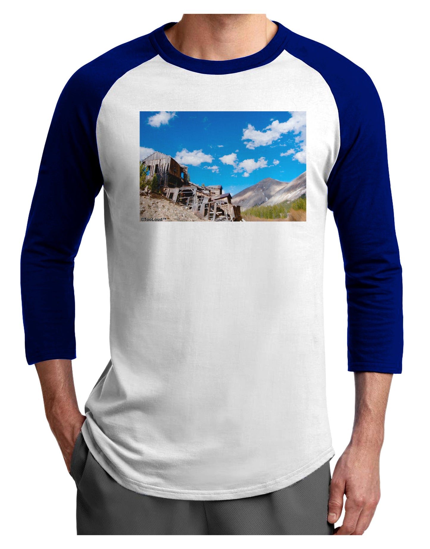 Colorado Landscape Ruins Adult Raglan Shirt-TooLoud-White-Royal-X-Small-Davson Sales