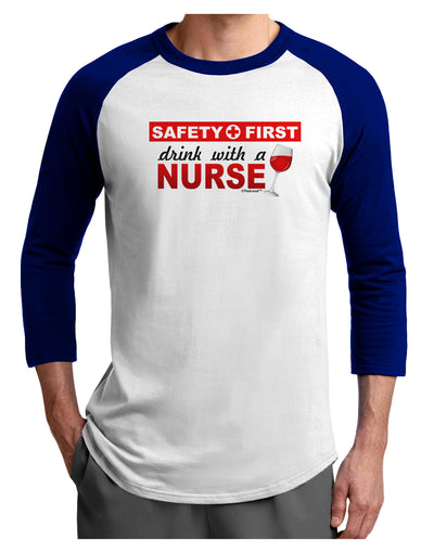 Drink With A Nurse Adult Raglan Shirt-TooLoud-White-Royal-X-Small-Davson Sales